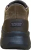 The back view of a brown Skechers slip-in bootie. Voir les images du produit