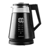A black electric kettle with a glass top and a digital display showing temperature settings. Podgląd zdjęcia produktu