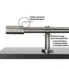 Close-up view of a metal curtain rod bracket and mounting system, with instructional text and diagrams. Produktbild-Vorschau