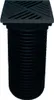 A black drainage grate and pipe assembly is shown against a white background. Produktbild-Vorschau
