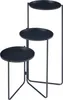 A black metal plant stand with three circular shelves arranged in a tiered, stepped design, set against a white background. Voir les images du produit