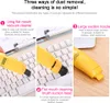 A collage of images showing different attachments for a mini vacuum cleaner, with text describing their uses. Voir les images du produit