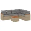 7-tlg. Garten-Sofagarnitur mit Kissen Beige Poly Rattan Produktbild-Vorschau 1