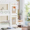 A bedroom scene with a bunk bed, nightstand, and window. Náhľad obrázku produktu