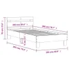 A diagram of a bed frame with dimensions indicated by text and measurement lines. Anteprima dell’immagine prodotto