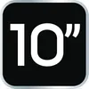 A black square with rounded corners and a silver border, displaying the text '10"' in large white font. Produktbild-Vorschau