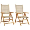 Gartenstühle 2 Stk. Beige Massivholz Akazie und Poly Rattan Produktbild-Vorschau 1