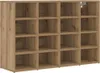 A wooden shoe cabinet with multiple compartments. Náhľad obrázku produktu