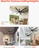 Collage of ceiling fans in different settings, highlighting various down rod lengths. Anteprima dell’immagine prodotto
