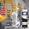A product shot of an air freshener can in a living room setting, with promotional text overlay. Produktbild-Vorschau