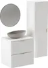 A modern bathroom vanity set including a cabinet, sink, and mirror. Produktbild-Vorschau
