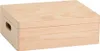 A light brown wooden storage box with a lid and handles on the sides, shown from a slightly elevated front-left angle on a white background. Anteprima dell’immagine prodotto