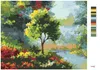 Zuty - Malen nach Zahlen - BAUM ZWISCHEN BLUMEN AM FLUSS, Produktbild-Vorschau 3