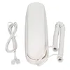 A white corded telephone with two coiled cords and two straight cords, laid out on a white background. Náhled obrázku produktu