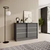 Kommode 120 cm Graphitgrau mit 2 Schiebetüren 
Maße:
•	Breite: 121 cm
•	Höhe: 85 cm
•	Tiefe: 43,5 cm Voir les images du produit