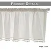 Kurzgardine Weiß Pompom Bistro Gardine Leinen-Optik Produktbild-Vorschau 6