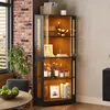 MODFU Eck-Glasvitrine mit LED,4-stufiger Standvitrine,165 Produktbild-Vorschau 2
