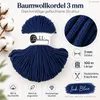 Bobbiny Junior 3 mm 100 m Ink Blue Schnur Produktbild-Vorschau 3