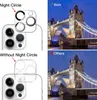 Comparison of camera lens protectors for a smartphone, showing the effect with and without a 'Night Circle' feature, alongside example photos. Produktbild-Vorschau