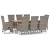 vidaXL 9 tlg. Garten Essgruppe mit Kissen Grau Poly Rattan Produktbild-Vorschau 3