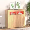 vidaXL Sideboard mit LED-Leuchten Sonoma-Eiche 80x35x75 cm Produktbild-Vorschau 3