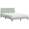 Bett mit Matratze Hellgrau 120x200 cm Samt Produktbild-Vorschau 1