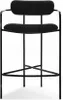 A studio shot of a black bar stool against a white background. Produktbild-Vorschau