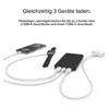 A power bank is shown charging a smartphone, a smartwatch, and a pair of wireless earbuds simultaneously. Anteprima dell’immagine prodotto