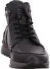 A black leather hiking boot is shown from the front. Anteprima dell’immagine prodotto