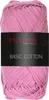 A ball of pink yarn with a black label. Produktbild-Vorschau