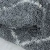 Runder Hochflor Teppich Skandinavische Rauten Design Shaggy Produktbild-Vorschau 3