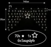 A diagram showing the dimensions and components of an LED star light curtain. Produktbild-Vorschau