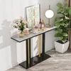 A console table with decorative items and a plant in a living room setting. Podgląd zdjęcia produktu