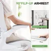 A person's arm resting on the armrest of a white office chair, with inset images showing the chair's features. Náhled obrázku produktu