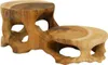 A wooden decorative stand with two levels, made from natural teak wood. Produktbild-Vorschau
