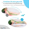 A comparison of sleeping positions with and without a knee pillow, illustrating pain relief. Produktbild-Vorschau