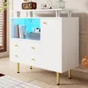 Buffet Merax avec portes coulissantes en verre à LED, Voir les images du produit 3