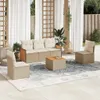 6-tlg. Garten-Sofagarnitur mit Kissen Beige Poly Rattan Produktbild-Vorschau 2