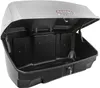 An open cargo box for a car roof rack, shown from the front. Produktbild-Vorschau