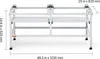 A metal stand for a washing machine, shown from the front with dimensions indicated. Voir les images du produit