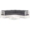 6-tlg. Garten-Lounge-Set mit Kissen Weiß Kiefer Massivholz Produktbild-Vorschau 1