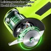 Close-up view of the internal motor and cutting blade of a green electric rotary cutter. Produktbild-Vorschau
