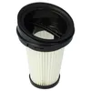 A close-up studio shot of a white pleated vacuum cleaner filter with a black top. Produktbild-Vorschau