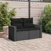 vidaXL Canapé de jardin avec coussins 2 places noir poly Voir les images du produit 3