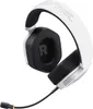 A white gaming headset with a black microphone boom is shown against a white background. Produktbild-Vorschau