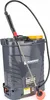 A gray backpack sprayer with a black hose and a yellow cap. Produktbild-Vorschau
