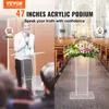 A split image showing a woman speaking at a podium in an office setting on the left, and a podium with flowers in a church setting on the right. Náhľad obrázku produktu