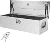 A silver diamond plate truck tool box with the lid open, showing the interior. Two keys are in the foreground. Anteprima dell’immagine prodotto