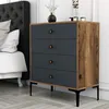 A bedroom scene with a dresser next to a bed. Náhled obrázku produktu