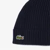 Lacoste Gerippte Beanie mit gesticktem Logo, Blau One Size Produktbild-Vorschau 4